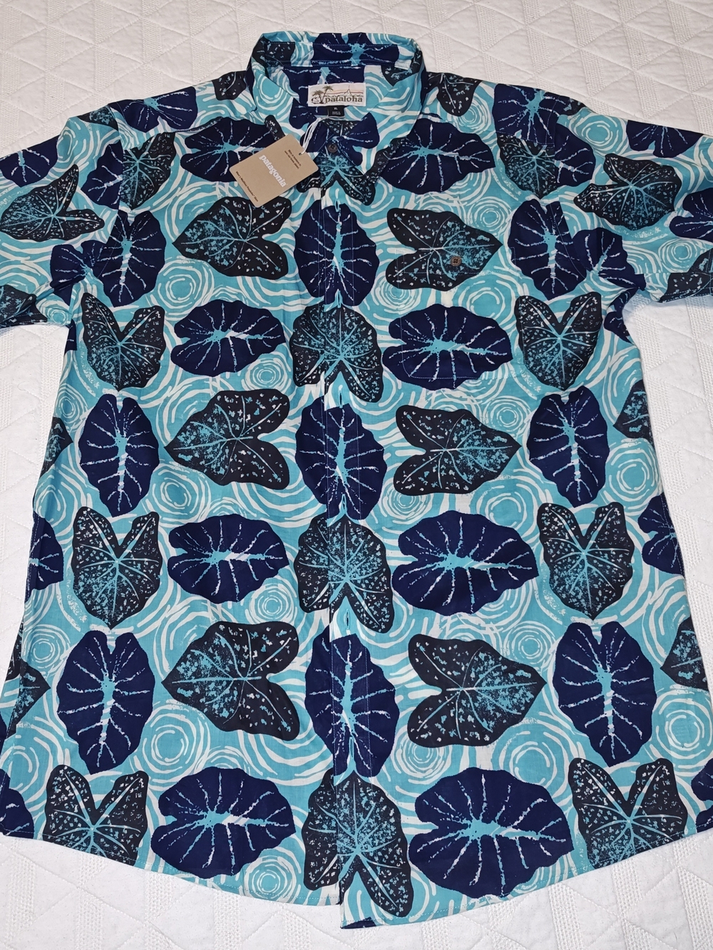 Patagonia Pataloha Malihini Hawaiian Shirt Subtidal Blue XL NWT